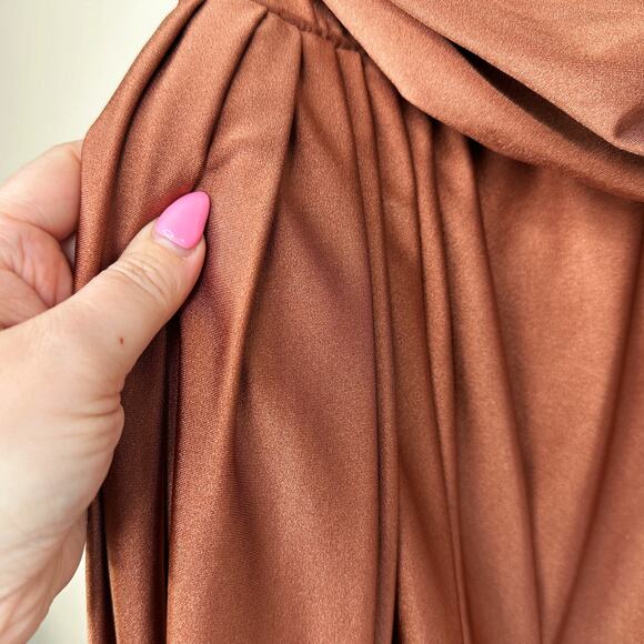 NWT Anthropologie Eugenia Fernandez Strapless Draped Mini Dress Bronze Large - Picture 10 of 15